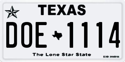 TX license plate DOE1114