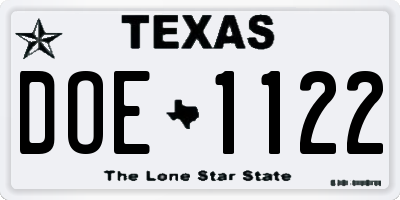 TX license plate DOE1122