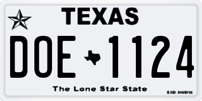TX license plate DOE1124