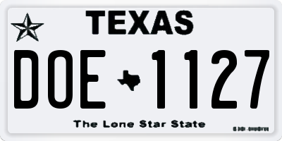 TX license plate DOE1127