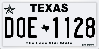 TX license plate DOE1128