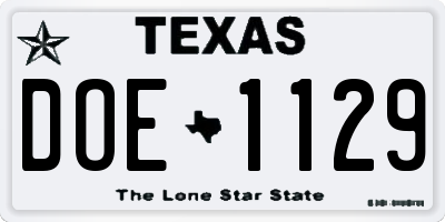 TX license plate DOE1129