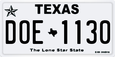 TX license plate DOE1130