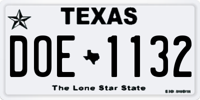 TX license plate DOE1132