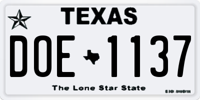 TX license plate DOE1137