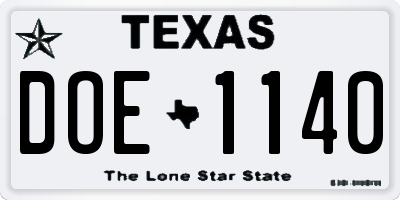 TX license plate DOE1140