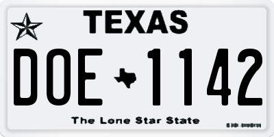 TX license plate DOE1142