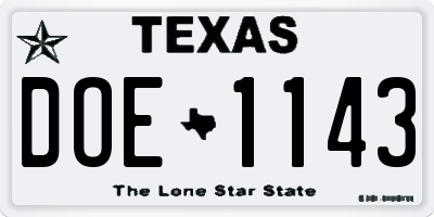 TX license plate DOE1143