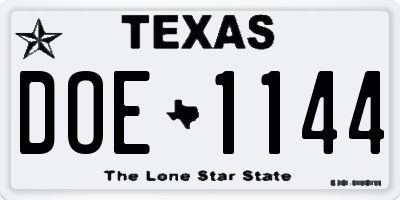 TX license plate DOE1144