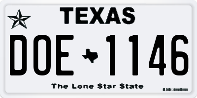 TX license plate DOE1146