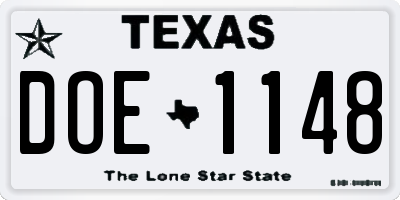 TX license plate DOE1148
