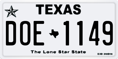 TX license plate DOE1149