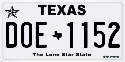 TX license plate DOE1152
