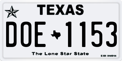 TX license plate DOE1153