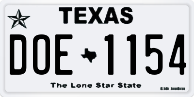 TX license plate DOE1154