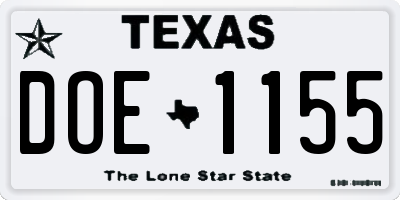 TX license plate DOE1155