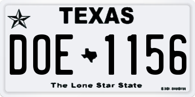 TX license plate DOE1156