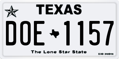 TX license plate DOE1157