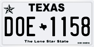 TX license plate DOE1158