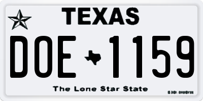 TX license plate DOE1159