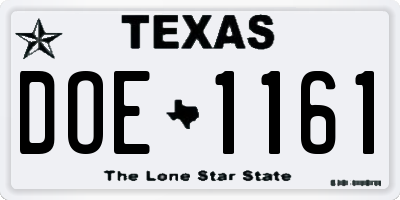 TX license plate DOE1161