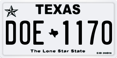 TX license plate DOE1170