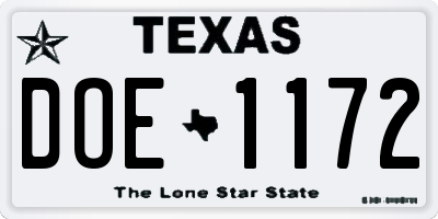 TX license plate DOE1172