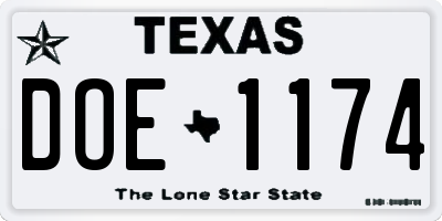 TX license plate DOE1174
