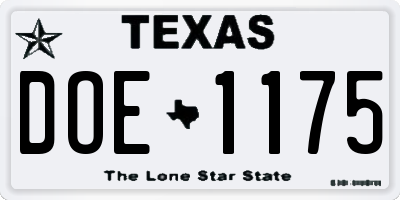 TX license plate DOE1175