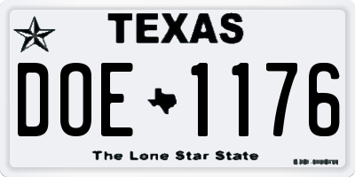 TX license plate DOE1176