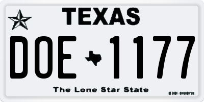 TX license plate DOE1177