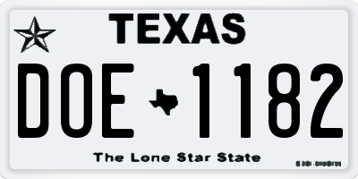 TX license plate DOE1182