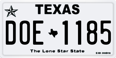 TX license plate DOE1185