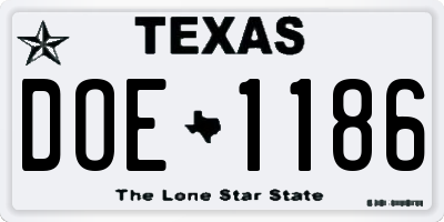 TX license plate DOE1186