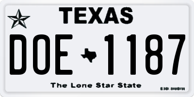 TX license plate DOE1187