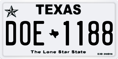 TX license plate DOE1188