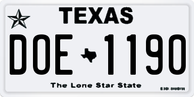 TX license plate DOE1190