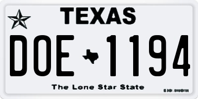 TX license plate DOE1194