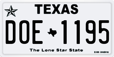 TX license plate DOE1195