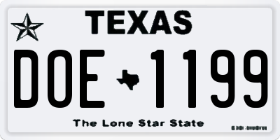 TX license plate DOE1199