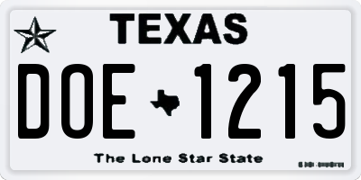 TX license plate DOE1215