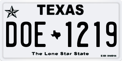 TX license plate DOE1219