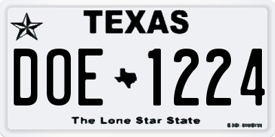 TX license plate DOE1224