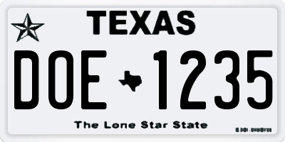TX license plate DOE1235