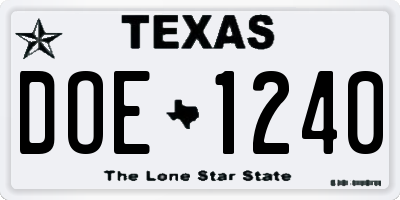 TX license plate DOE1240