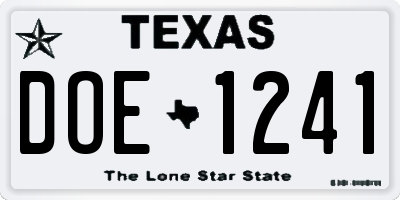 TX license plate DOE1241