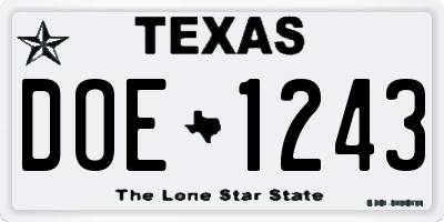 TX license plate DOE1243