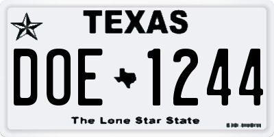 TX license plate DOE1244
