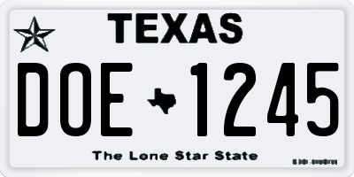 TX license plate DOE1245