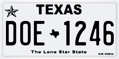 TX license plate DOE1246